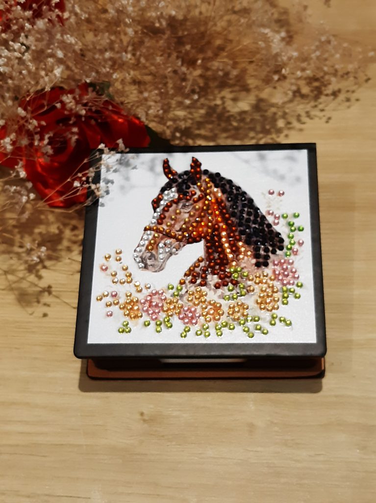 Boîte à post-it de Luxe - décor cheval de feu