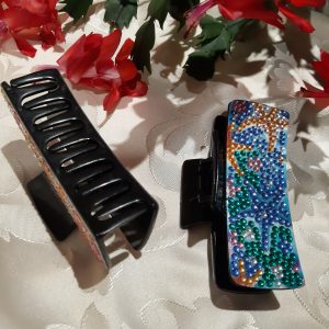 1PINCE A CHEVEUX FESTIVE DÉCOR ÉTOILES DE MER BLEU ET SABLE