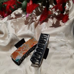 1 PINCE A CHEVEUX FESTIVE ÉTOILES DE MER TON ORANGE